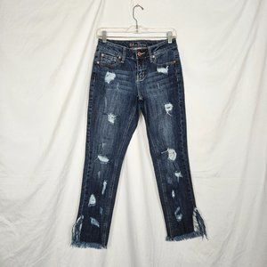 Blue Desire Distressed Cropped Skinny Blue Jeans Size 7